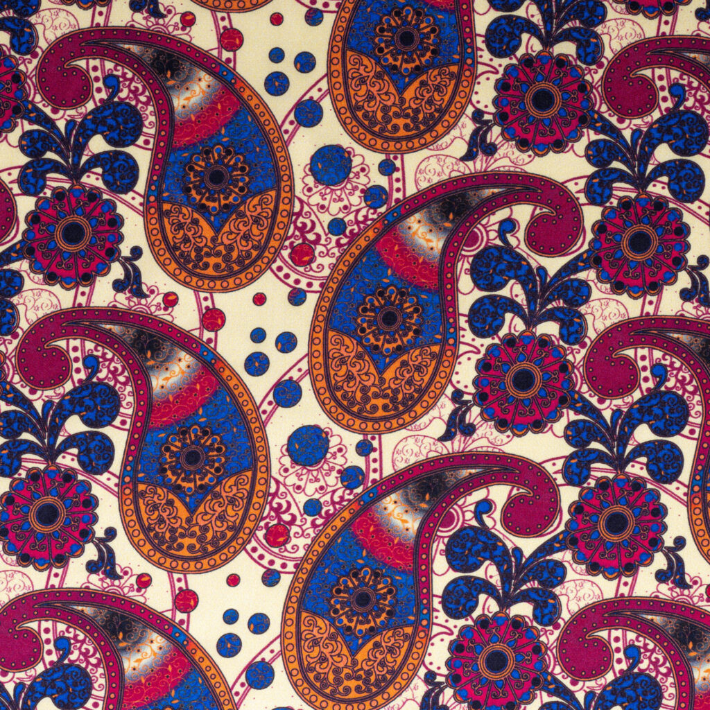 SATIN PALM PAISLEY BURGUNDY BLUE