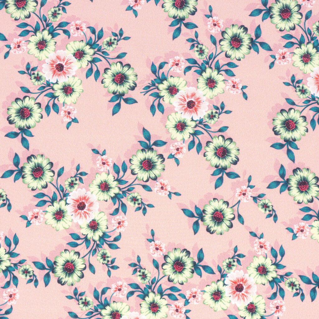 SATIN SWEET POSY GREEN PINK