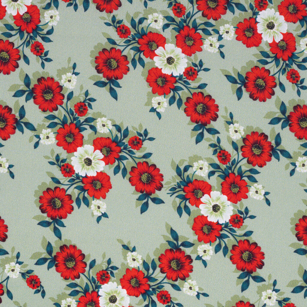 SATIN SWEET POSY RED GREEN