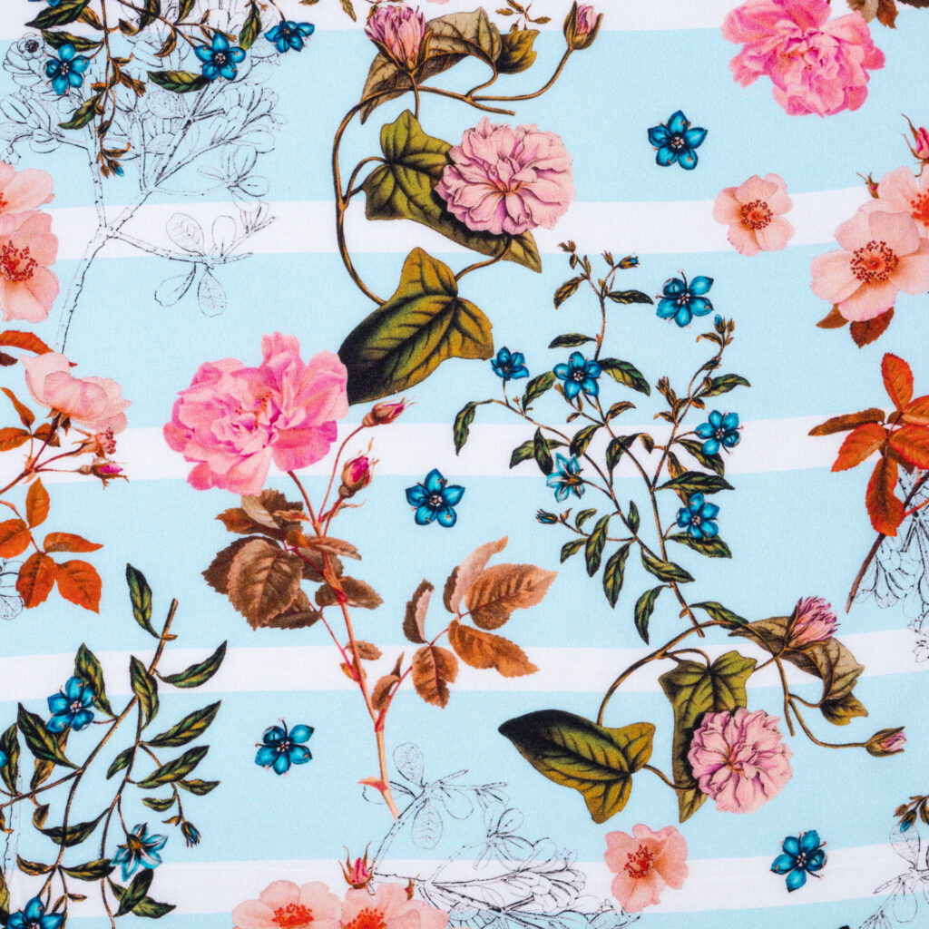 SATIN GATED FLORA PINK BLUE
