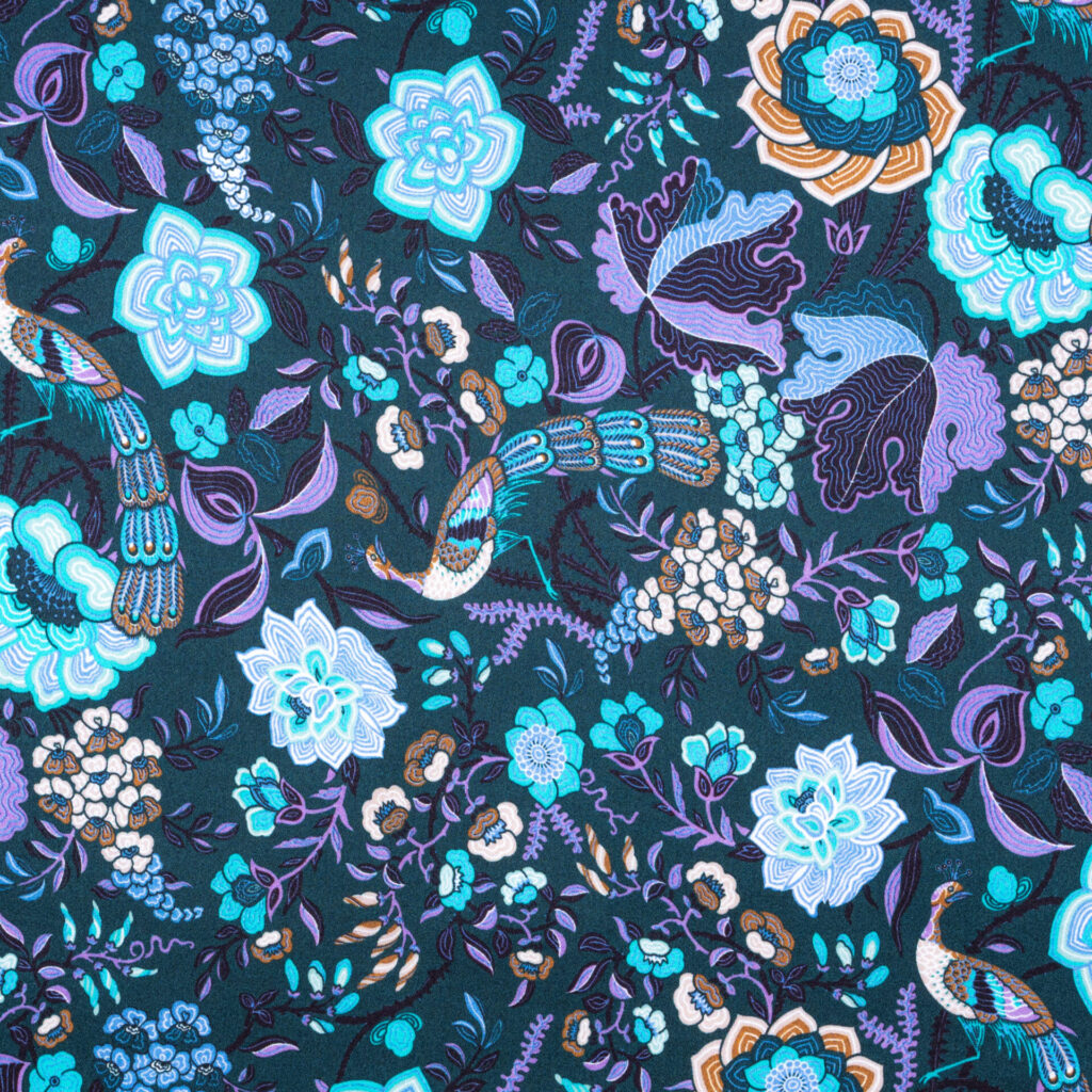 SATIN POLLY PEACOCK BLUE PURPLE