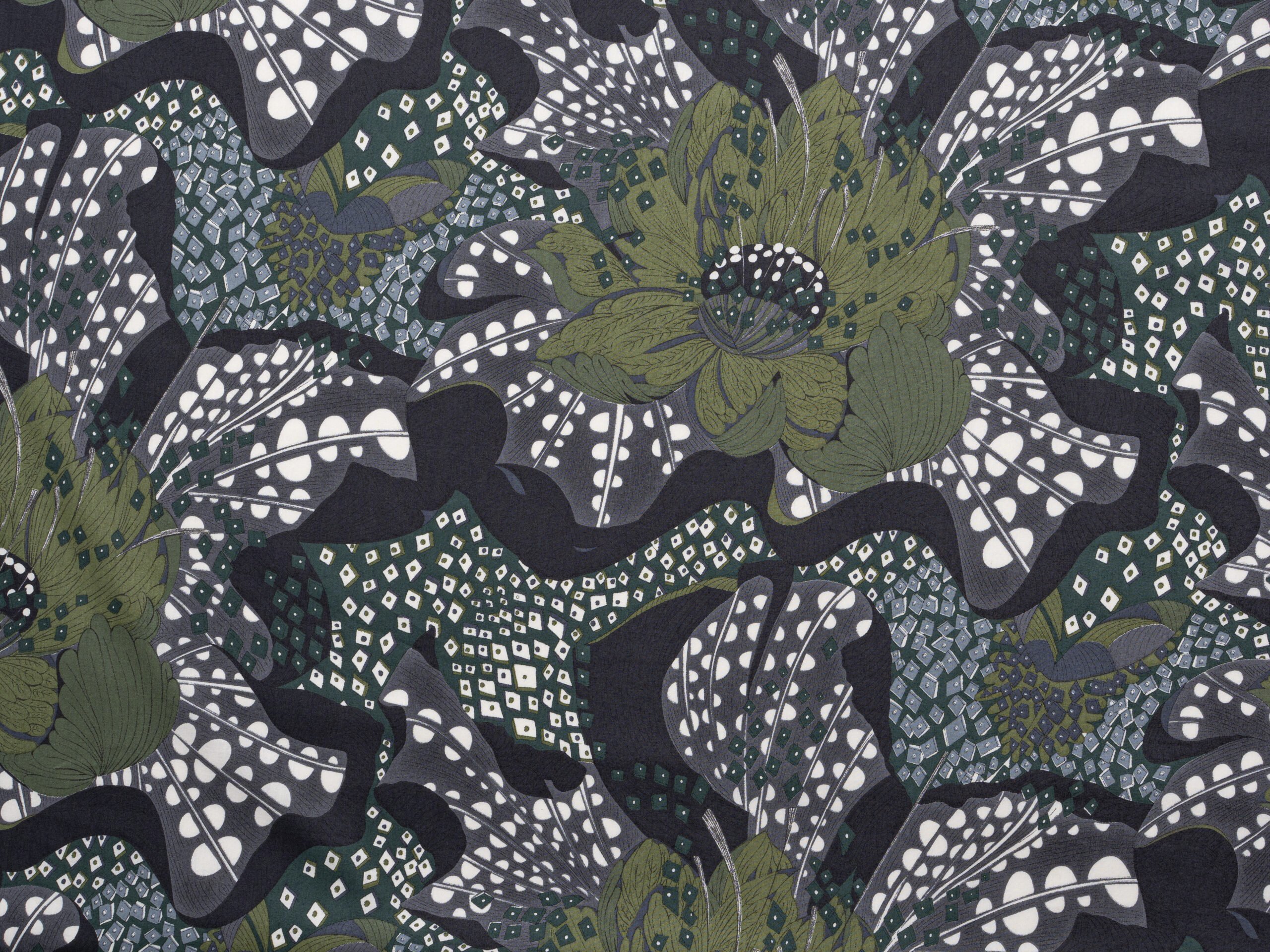 Seasonal Green Flower Head Tana Lawn® Cotton Shaukat Fabrics