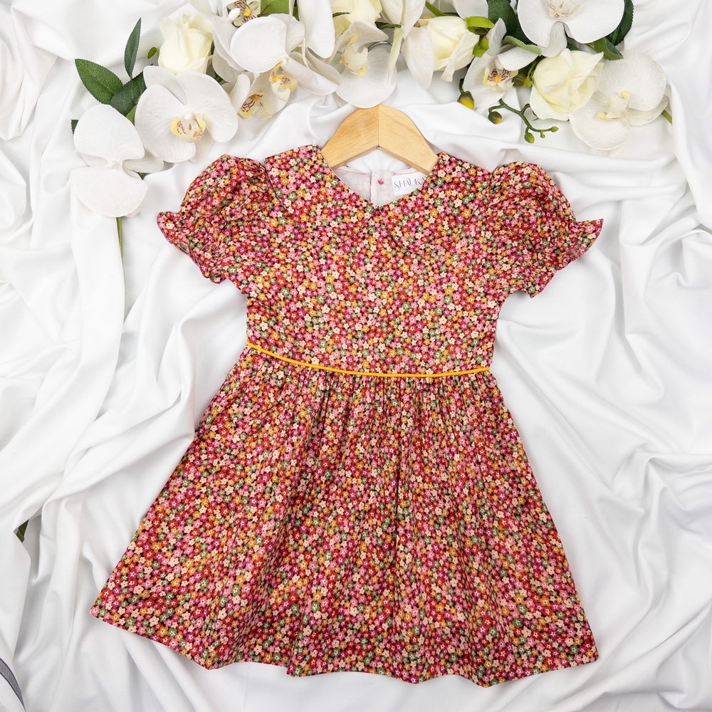 red floral dress